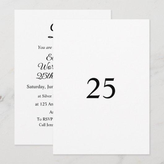 Minimalistischer Kalligraphietext Einladung (Vorne/Hinten)