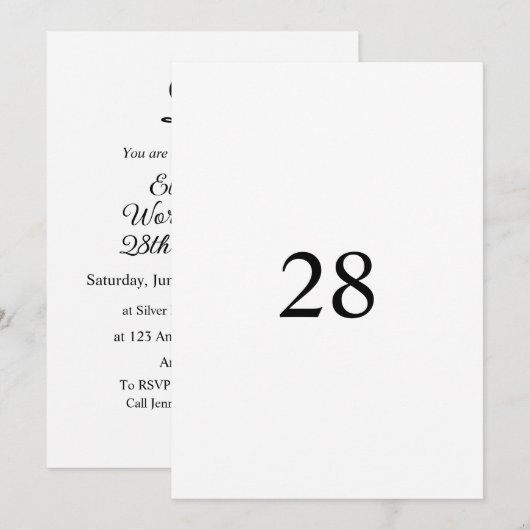 Minimalistischer Kalligraphietext Einladung (Vorne/Hinten)