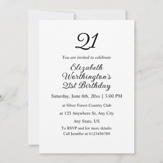 Minimalistischer Kalligraphietext Einladung (Rückseite)