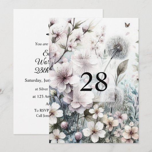 Minimalistischer Kalligraphietext Einladung (Vorne/Hinten)