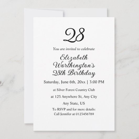 Minimalistischer Kalligraphietext Einladung (Rückseite)