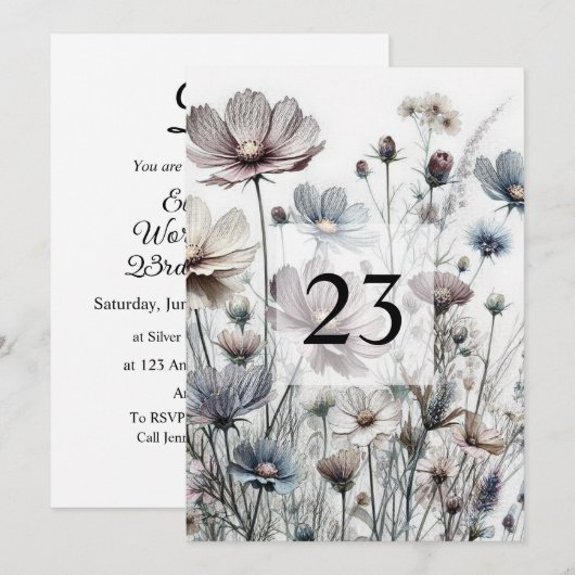 Minimalistischer Kalligraphietext Einladung (Vorne/Hinten)