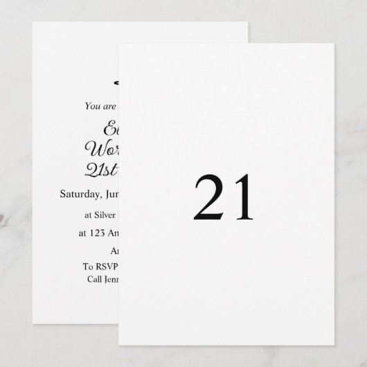 Minimalistischer Kalligraphietext Einladung (Vorne/Hinten)