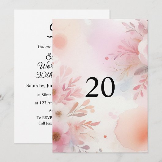 Minimalistischer Kalligraphietext Einladung (Vorne/Hinten)