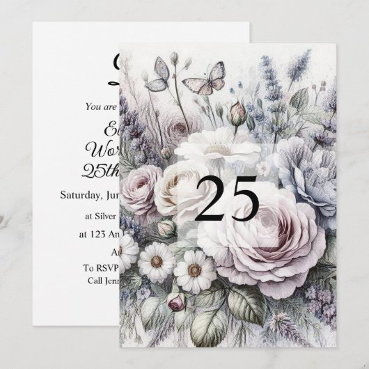 Minimalistischer Kalligraphietext Einladung (Vorne/Hinten)