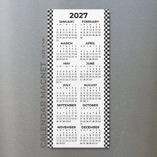 Minimalistischer Karierter 2027 Magnetkalender Magnetkarte