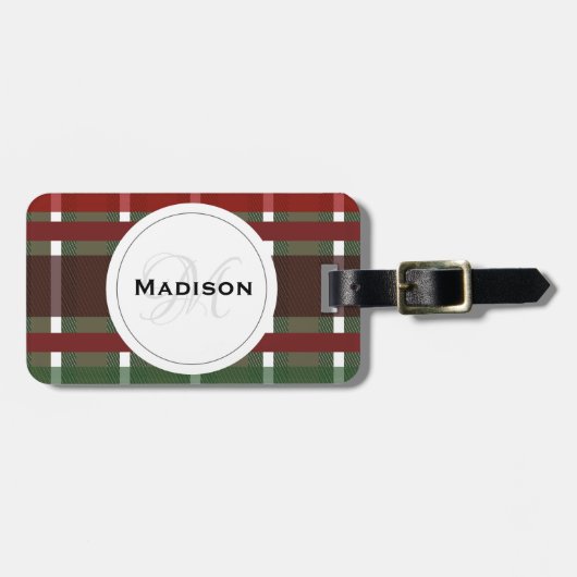 Minimalistischer Karierter Wein Burgandy Modernes Gepäckanhänger (Vorderseite horizontal)