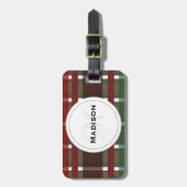 Minimalistischer Karierter Wein Burgandy Modernes  Gepäckanhänger (Vorderseite vertikal)