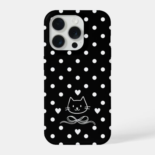 Minimalistischer Katzen-Punktedruck iPhone Hülle (Rückseite)