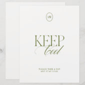 Minimalistischer Keep Cool Oliven Grün Hochzeitssc (Vorne/Hinten)