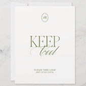 Minimalistischer Keep Cool Oliven Grün Hochzeitssc (Vorderseite)