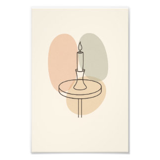 Minimalistischer Kerzen-Linienkunst-Poster Fotodruck