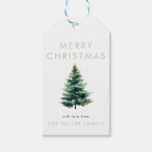 Minimalistischer Kiefernbaum Grüner Weihnachtsfeie Geschenkanhänger
