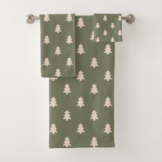 Minimalistischer Kiefernbaum Neutral Boho Bauernha Badhandtuch Set (Insitu)