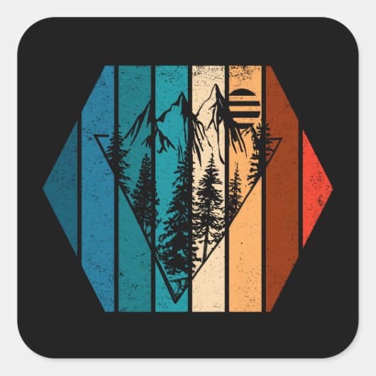Minimalistischer Kiefernwald Vintag Quadratischer Aufkleber (Vorderseite)