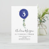 Minimalistischer Kinderballon Geburtstag für Junge Einladung (Stehend Vorderseite)