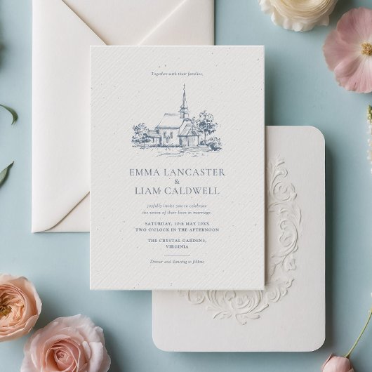 Minimalistischer Kirchenort Sketch Klassische Hoch Einladung