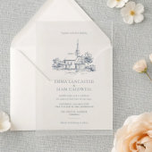 Minimalistischer Kirchenort Sketch Klassische Hoch Einladung