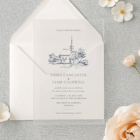 Minimalistischer Kirchenort Sketch Klassische Hoch Einladung