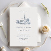 Minimalistischer Kirchenort Sketch Klassische Hoch Einladung