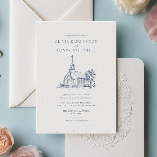 Minimalistischer Kirchenort Sketch Klassische Hoch Einladung