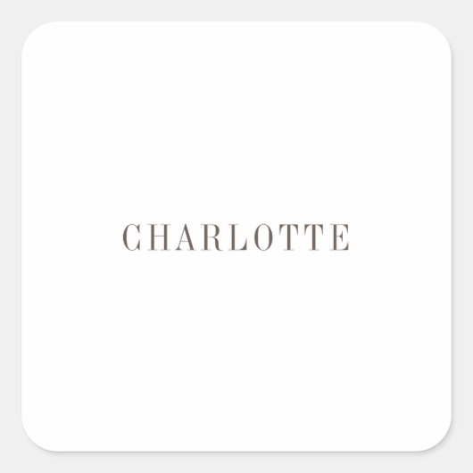Minimalistischer klassischer Beruflicher Name Quadratischer Aufkleber (Vorderseite)