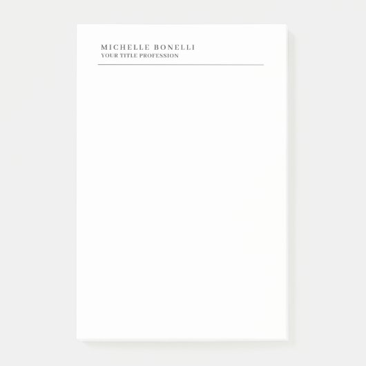 Minimalistischer Klassischer Einfacher Professione Post-it Klebezettel (Vorderseite)