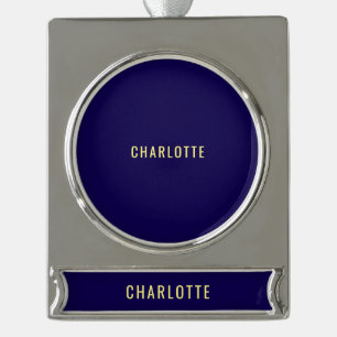Minimalistischer Klassischer Professioneller Blau  Banner-Ornament Silber