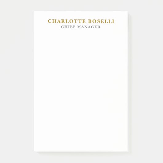 Minimalistischer Klassischer Professioneller Goldf Post-it Klebezettel (Vorderseite)