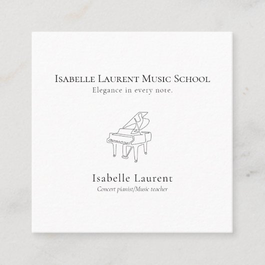 Minimalistischer Klavierlehrer Quadratische Visitenkarte (Vorderseite)