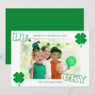 Minimalistischer Kleeblatt-Foto-St.-Patricks-Tag Feiertagskarte