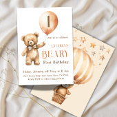 Minimalistischer kleiner Bär Beige Beary 1. Geburt Einladung