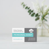 Minimalistischer Koch, grau, weiß, aqua Visitenkarte (Stehend Vorderseite)