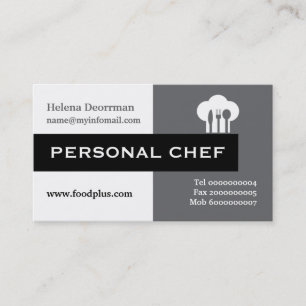 Minimalistischer Koch grau, weiß, schwarz Visitenkarte