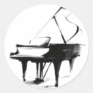 Minimalistischer Konzertskizzen-Musik Runder Aufkleber