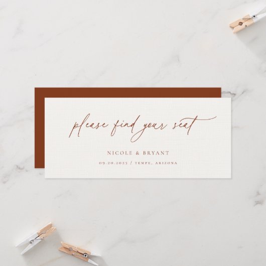 Minimalistischer Kopfkassenkarten für Hochzeitstis Einladung (Vorderseite/Rückseite Beispiel)