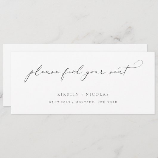 Minimalistischer Kopfkassenkarten für Hochzeitstis Einladung (Vorne/Hinten)