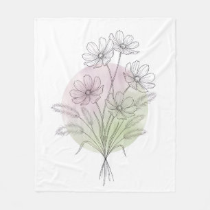 Minimalistischer Kosmos Botanische Linienkunst Lav Fleecedecke