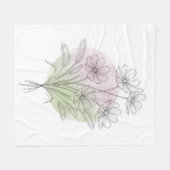 Minimalistischer Kosmos Botanische Linienkunst Lav Fleecedecke (Vorderseite (Horizontal))