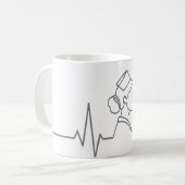 Minimalistischer Krankenpfleger-Linienkunst-Becher Kaffeetasse (Vorderseite Links)