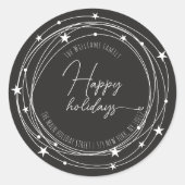 Minimalistischer Kranz der Sterne-Urlaubsadresse Runder Aufkleber (Vorderseite)