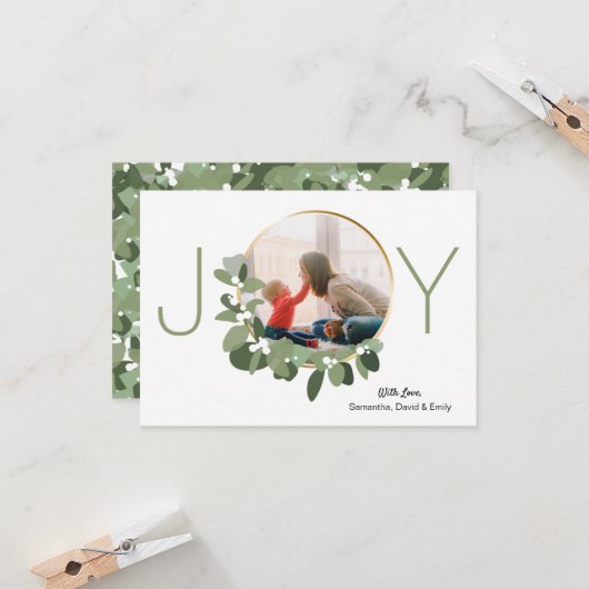 Minimalistischer Kranz | Joy | Weihnachts-Foto Karte (Vorderseite/Rückseite Beispiel)