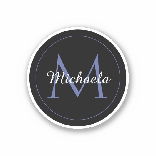 Minimalistischer Kreis moderner Monogramm-Anfangsn Aufkleber (Vorderseite)