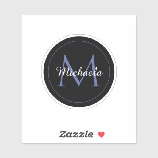 Minimalistischer Kreis moderner Monogramm-Anfangsn Aufkleber (Blatt)