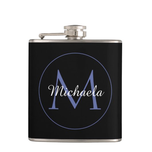 Minimalistischer Kreis moderner Monogramm-Anfangsn Flachmann (Vorderseite)