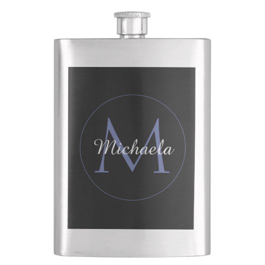 Minimalistischer Kreis moderner Monogramm-Anfangsn Flachmann (Vorderseite)