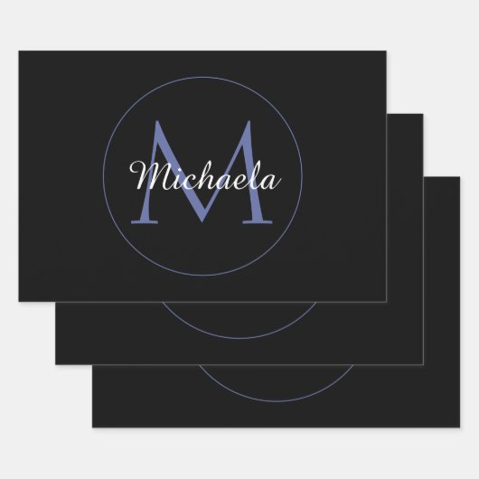 Minimalistischer Kreis moderner Monogramm-Anfangsn Geschenkpapier Set (Set)