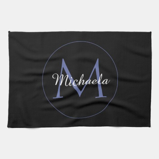 Minimalistischer Kreis moderner Monogramm-Anfangsn Geschirrtuch (Horizontal)