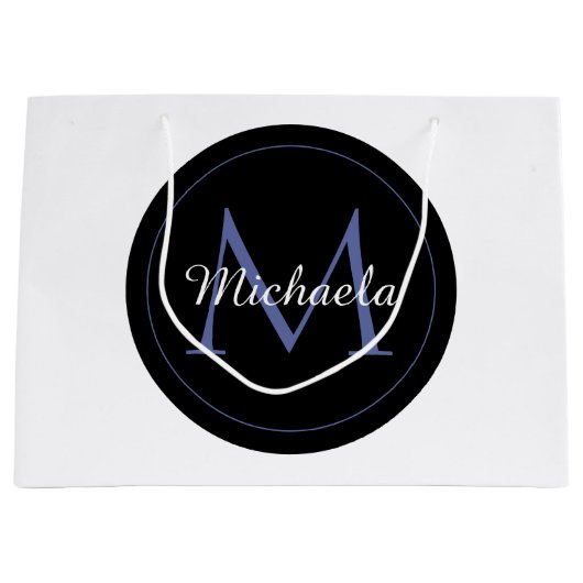 Minimalistischer Kreis moderner Monogramm-Anfangsn Große Geschenktüte (Vorderseite)
