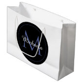 Minimalistischer Kreis moderner Monogramm-Anfangsn Große Geschenktüte (Vorderseite Schrägansicht)